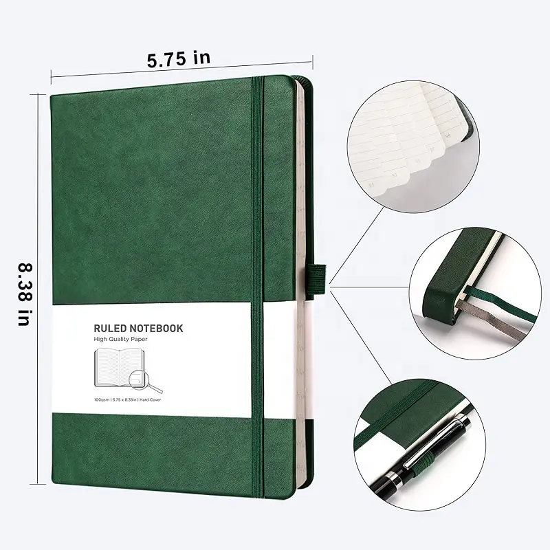 Pabrik Baru Grosir Buatan Tangan Warna dan Logo Disesuaikan A5 Notebook Kulit Pu Notebook Buku Harian Kulit Lembut