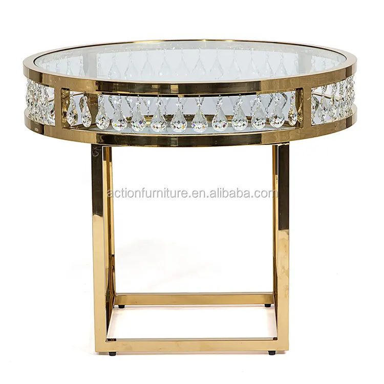 Oro cornice di lusso con il cristallo in acciaio inox tavolo da pranzo per la cerimonia nuziale