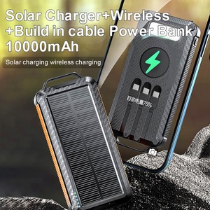 Wholesale Solar Power Bank Wireless <strong>Charger</strong> 10000mAh Built in 3 Cables Fast Charging for <strong>All</strong> Mobile Devices with Flashlights - Product Image 2