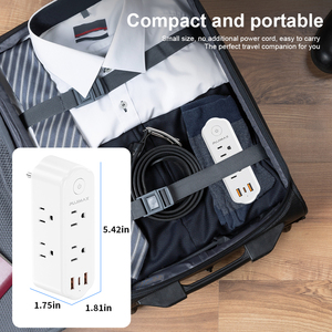 PUJIMAX Adaptador de enchufe de viaje universal estándar de EE. UU. Cargador giratorio Enchufes múltiples con puertos USB Interruptores y enchufes tipo C - Product Image 5
