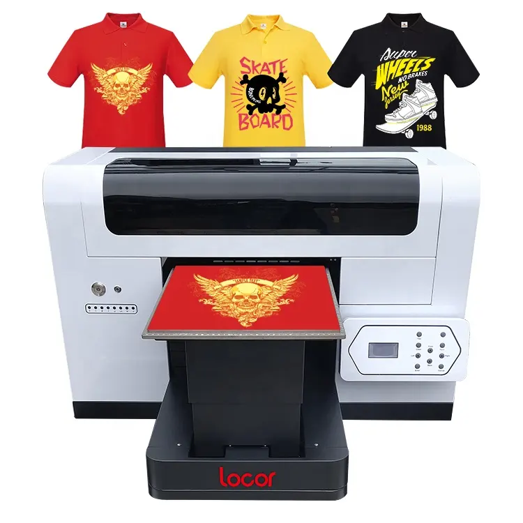 Locor DTG-3545 A3 Tshirt Flatbed Printer Inkjet dengan 2 Pcs XP600 Printhead untuk Pakaian Garmen