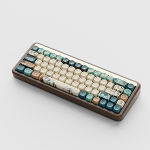 AKKO MU01 Alegria da Vida Walnut CNC Processamento Madeira Teclado Dye-sub Keycaps 65% Teclado Mecânico Portátil