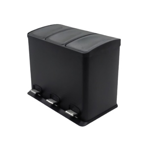 Cubo de basura de acero inoxidable 410 para clasificación de basura, de 3 compartimentos cubo de basura, cubo de basura con pedal, ideal para cocina y oficina - Product Image 3