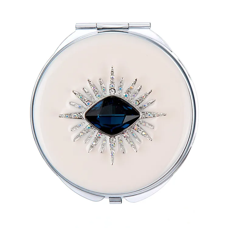 Strass con design di cristallo privato personalizzato con specchio compatto e delicato specchio cosmetico tascabile