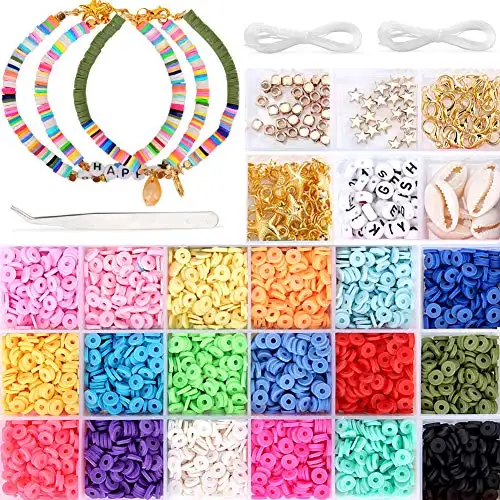 Ensemble de perles d'espacement en argile polymère, pièces plates et rondes, pour fabrication de Bracelets, Fimo Heishi, Kit de perles pour faire soi-même, vente en gros, pièces