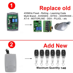 Interruttore di controllo remoto della porta del cancello del Garage a 2 canali 433MHZ ricevitore di Rolling Code di apprendimento fisso ricevitore telecomando universale - Product Image 5