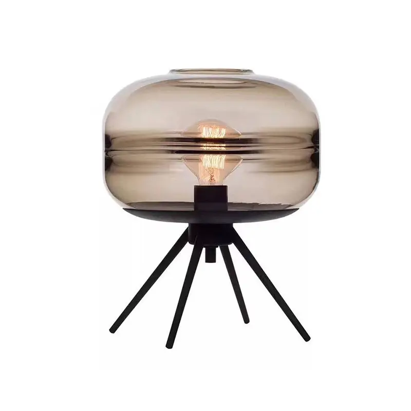 Lámpara de mesita de noche postmoderna nórdica, soporte de Arte soplado a mano, pantalla de cristal, lámpara de mesa transparente