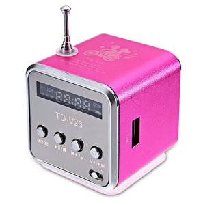 נייד TD-V26 מיני דיגיטלי LCD מוסיקה נגן רמקול רדיו FM USB TF כרטיס <span class=keywords><strong>MP3</strong></span> נגן קול תיבת רמקולים עם מיקרופון