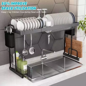 2-layer <strong>S</strong>-shaped Metal <strong>Dish</strong> <strong>Racks</strong> for Kitchen <strong>Dish</strong> Drying Drainer Tableware Drying <strong>Rack</strong> <strong>Dish</strong> <strong>Rack</strong> Multi-functional
