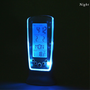 電子カレンダー温度計LED時計と時間ブルーバックライトデジタルカレンダー温度LEDデジタル目覚まし時計 - Product Image 5