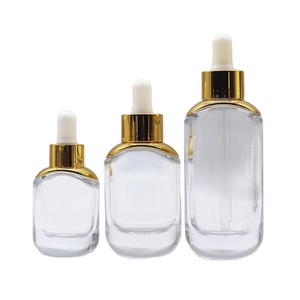 <strong>Oval</strong> 30ml 15ml 50ml Transparent Cosmetic Packing 30ml Flat Unique Essential Oil Liquid Skin Care Serum <strong>Perfume</strong> Dropper Bottle - Product Image 1