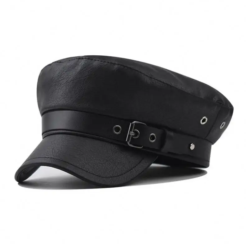 หมวกเบเร่ต์ผ้าขนแกะสีดำสำหรับผู้หญิงแฟชั่นฤดูใบไม้ร่วงและฤดูหนาว