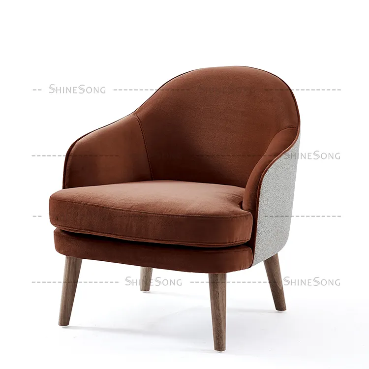 Sofá individual de aspecto minimalista, sillón de sala de estar individual con pies de madera, nuevo modelo