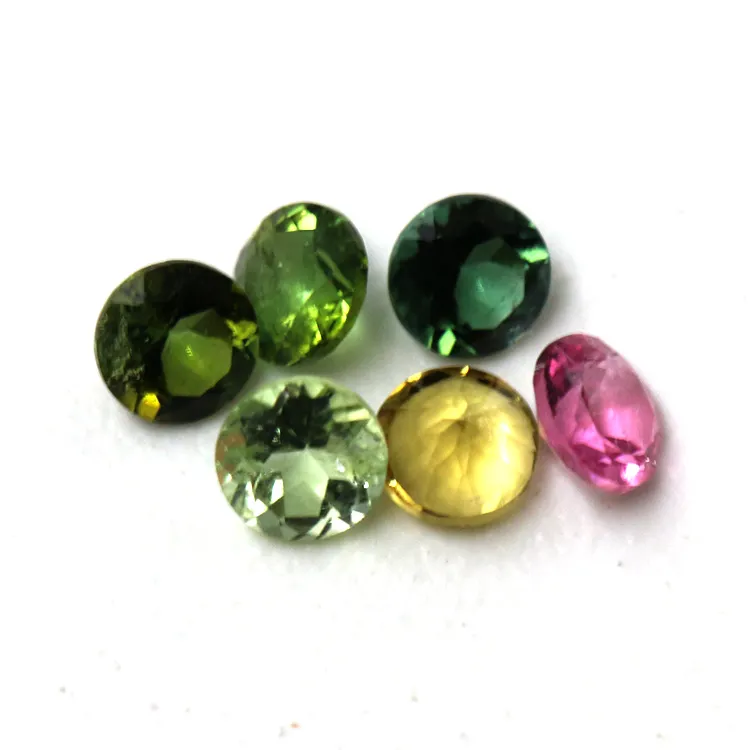 Natural tourmaline round bright cut loose gemstone Natural mixed color tourmaline gemstone jewelry factory wholesale