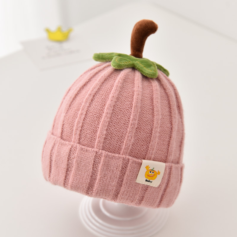 Gorro de punto rosa-calabaza