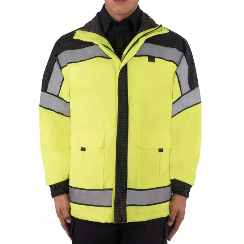 793 kualitas tinggi 100% poliester lengan panjang mantel hujan seragam jaket visibilitas tinggi tahan hujan penjaga keamanan seragam
