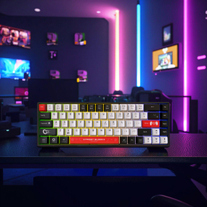 Teclado mecánico con cable de 68 teclas, diseño personalizado, combinación de tres colores, todas las teclas antifantasma, 19 modos de iluminación, retroiluminación LED