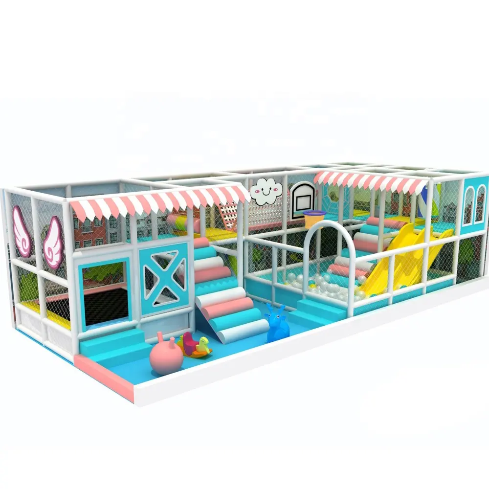 OK Playground Dalam Ruangan Terdiri dari Blok Bangunan EPP Rumah Main Peran Super Slide untuk Anak-anak