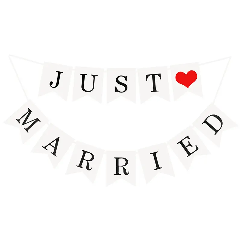 JUST MARRIED Wedding Party Decoraciones Suministros Carta Papel Banner Blanco para Pareja