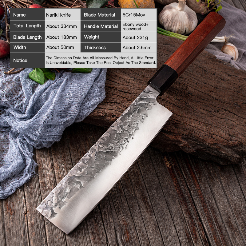 Handmade Forged Stainless Carbon Steel Cooking Chef Knife 8 Inch Nakiri Knife 2 pcs Japanese Octagonal Handle Kitchen Knife