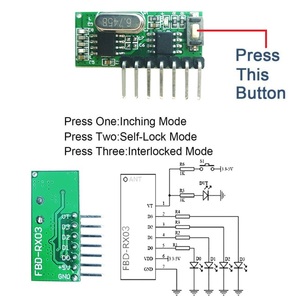 433 mhzRF送信機受信機モジュール6ボタンリモートホイストコントローラーEv1527学習コードWiiリモート - Product Image 4
