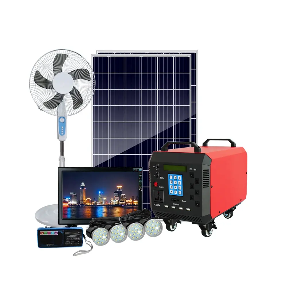 Kit completo per pannello solare sistema di illuminazione solare PAYG da 550W con lampadine a LED per TV DC generatore di corrente portatile per casa di strada