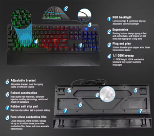 OutemuブランドコンパクトワイヤードオフィスキーボードLEDバックライト付き数字キーパッドUSBプラグプレイ膜 - Product Image 6