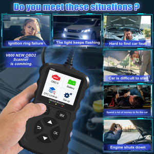 V600 OBD2 Scanner per auto Black strumento diagnostico per tutte le auto 1996 + OBDII Read & Clear analizzatore codici motore - Product Image 2