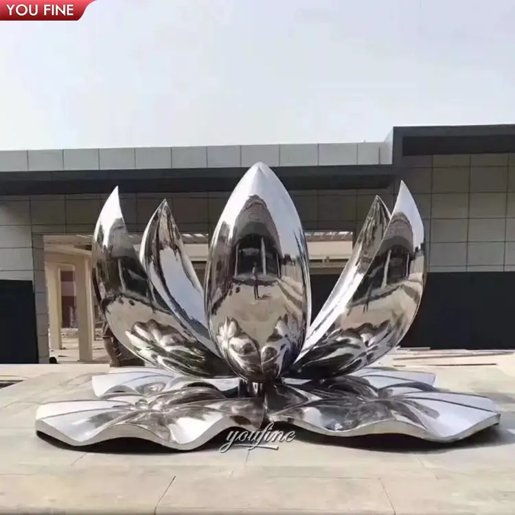 Statua moderna astratta del fiore della scultura del loto dell'acciaio inossidabile del grande metallo