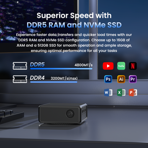 Intel 12. Generation N95 N100 3 * HD-MI 2LAN Mini-PC DDR5 16GB NVME 512GB SSD Win11 Linux Micro Mini-Desktop-Computer - Product Image 3