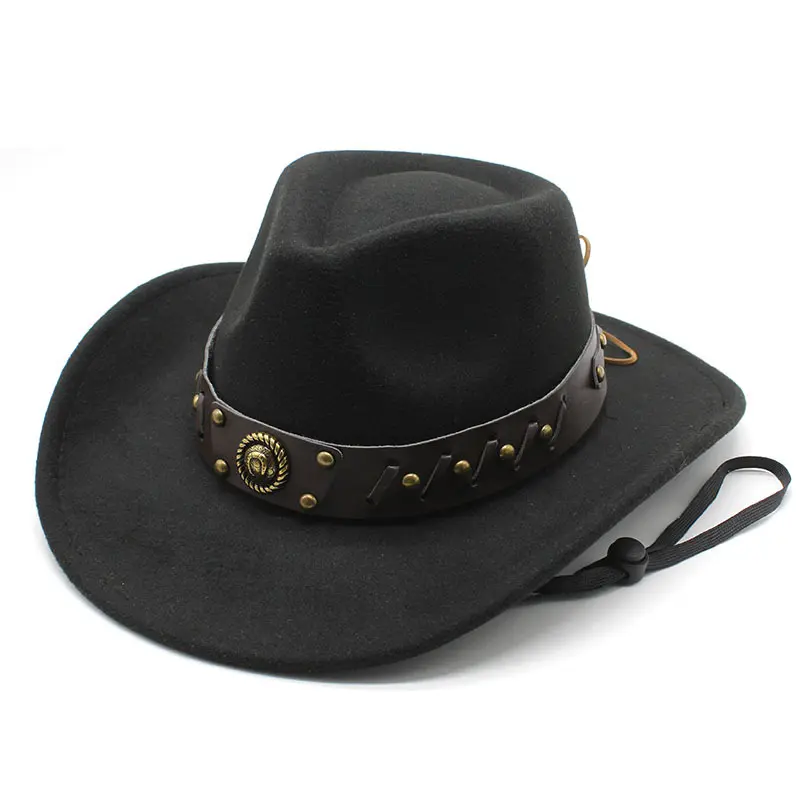 2023 cappello da Cowboy occidentale moda donna all'ingrosso con berretti Sombrero Cowgirl in feltro a tesa arrotolata