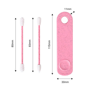 2 adet çevre dostu geri dönüşümlü silikon pamuklu çubuk özel Logo kullanımlık kulak temizleme makyaj tomurcukları bambu kişiselleştirilmiş kulak Swabs - Product Image 3