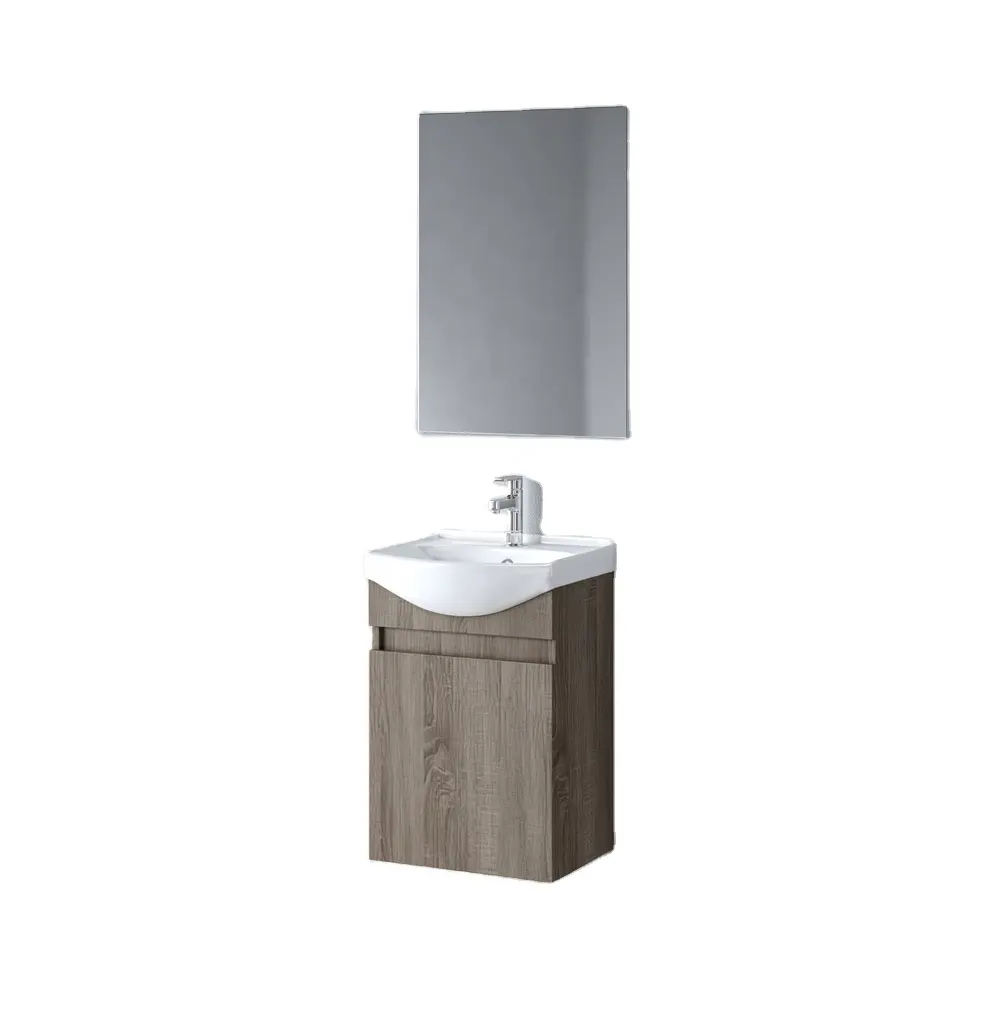 Tocador de baño de estilo francés, mueble de baño de cerámica negro de nogal de roble claro de madera, mueble de espejo moderno, lavabo de cerámica