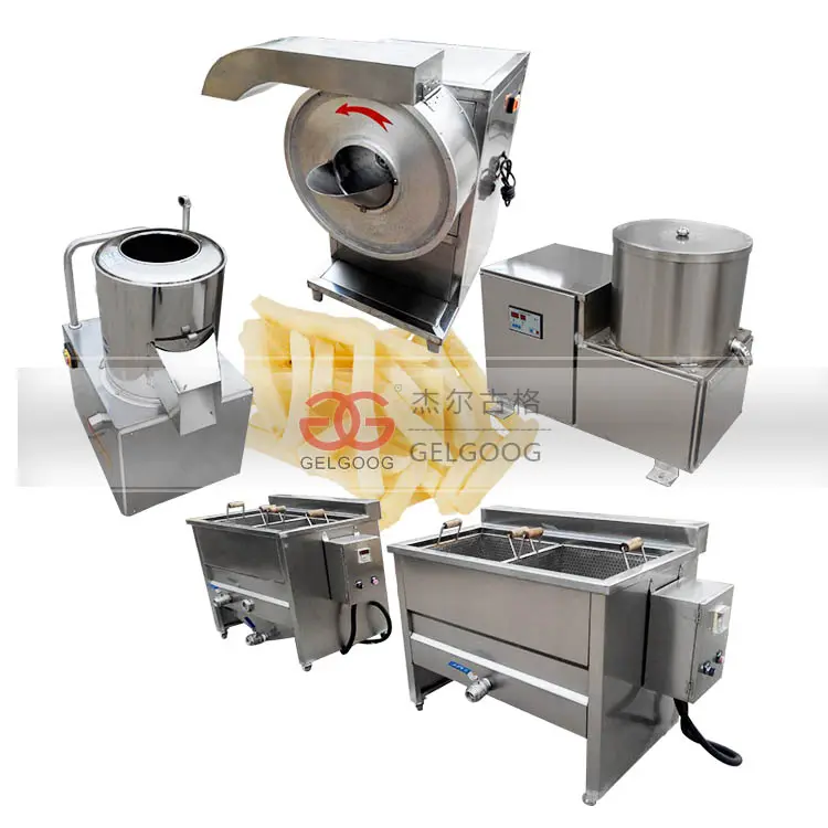 Paslanmaz Çelik Endüstriyel Patates Cips Yapma Makinesi Patates Kızartması Üretim Hattı Dondurulmuş Patates Kızartması