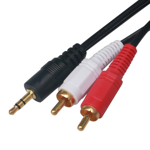 3.5mm AUX Stereo Gold Port to 2 <strong>RCA</strong> Male 1.5M Length <strong>Audio</strong> <strong>Y</strong> Cable <strong>Adapter</strong> for HDTV Computer Player Smartphone Tablet Notebook - Product Image 1