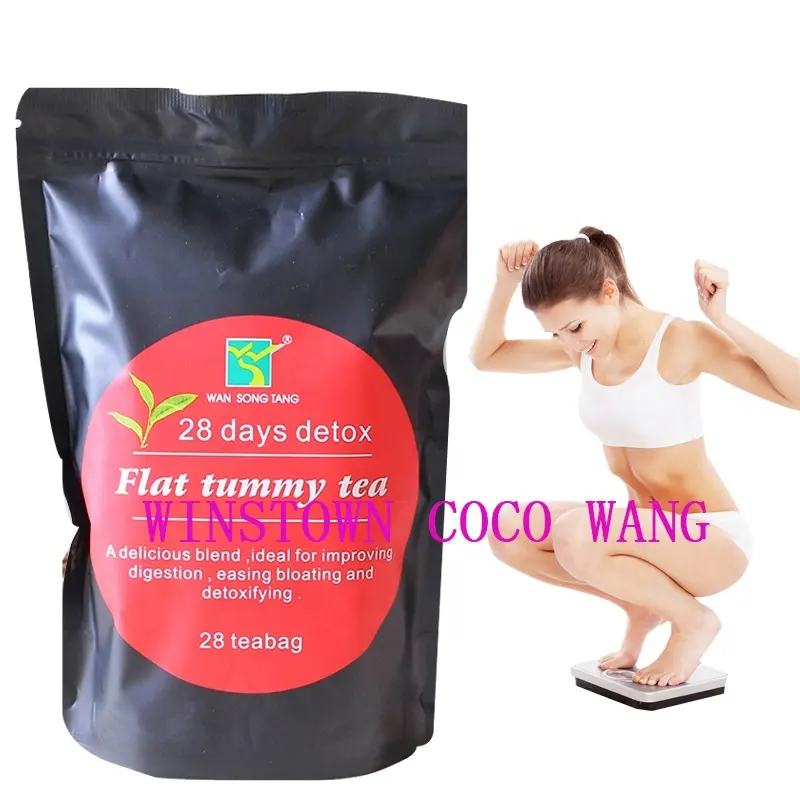 Wansongtang chá de barriga do estômago, prato de emagrecimento detox da barriga do estômago, verde escuro, melhor perda de peso saudável