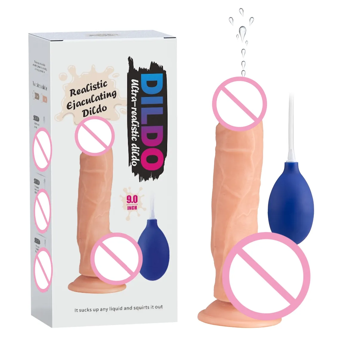 Pénis d'eau de pulvérisation réaliste éjaculant avec ventouse pour femmes grosse bite gode vagin masseur masturbateurs Lesbain Sex Toy