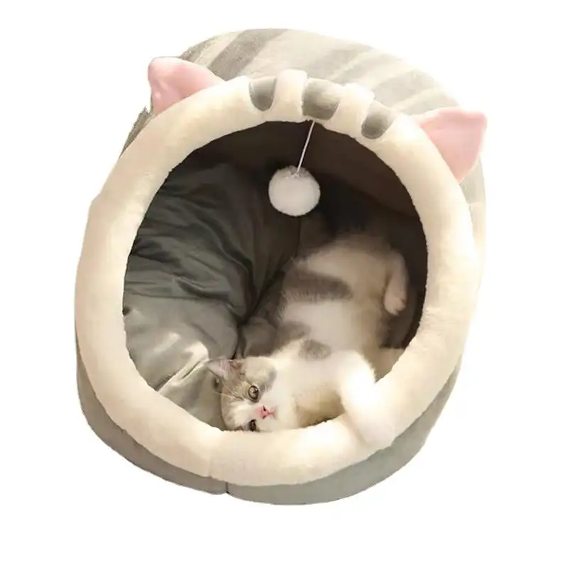 甘い猫のベッド暖かいペットバスケット居心地の良い子猫ラウンジャークッション猫の家のテント洗える洞窟猫のベッド