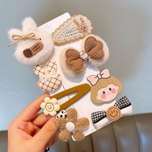Toptan çocuk saç klipleri set sevimli karikatür saç klipleri hairgirls kızlar çocuklar için sonbahar kış saç aksesuarları