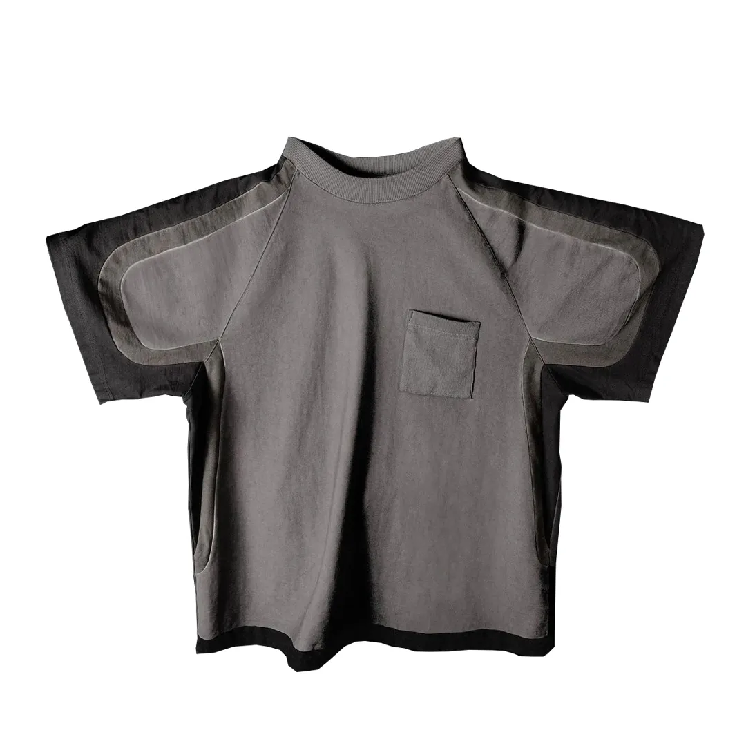 Custom alta qualidade Tee contraste tecido Design 100% algodão dos homens t-shirts com bolso Ribbing