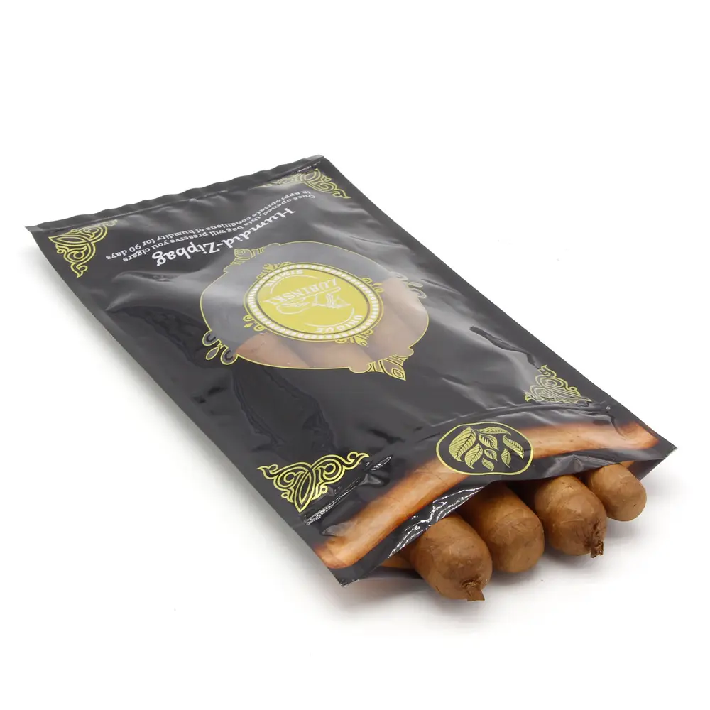 Custom Logo Cigar Humidified Bag with Built-in Moisture Pack Humidity Tobacco Cigar Bags Ziplock
