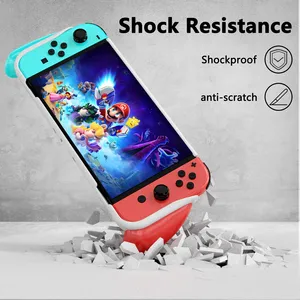 El kavrama sert kabuk Nintendo anahtarı için uygun OLED şeffaf kristal kavrama koruyucu kabuk, takılabilir taban - Product Image 4