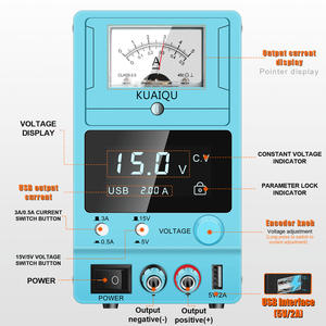 Fuente de Alimentación Lineal de CC, Transformador con Puntero Ajustable, Pantalla Analógica Digital, Fuente de Laboratorio, 12V, 15V, 3A, para Reparación de Teléfonos - Product Image 2