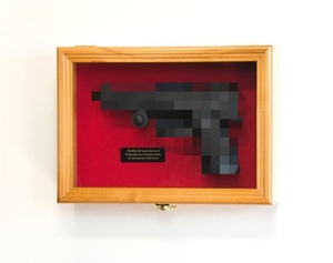 Wall Mount rắn gỗ cứng Tủ Handgun chủ duy nhất Pistol hiển thị trường hợp Rack với tùy chọn LED giọng thanh ánh sáng - Product Image 5