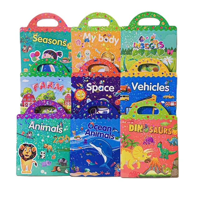 Libro di apprendimento precoce del bambino giocattoli educativi adesivi riutilizzabili del fumetto di colore feltro libro occupato libro adesivo per bambini