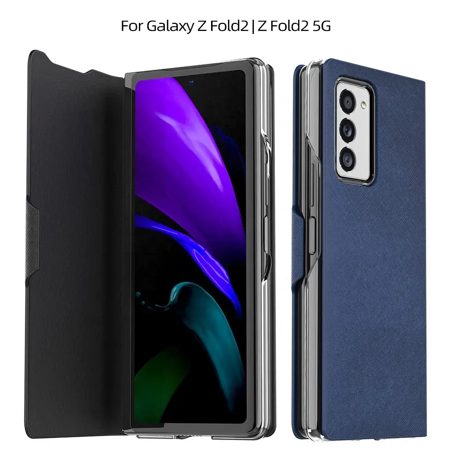 Чехол для Samsung Galaxy Z Fold2 5G, Роскошный кожаный флип-кошелек с перекрестным узором, чехол для телефона Galaxy Z Fold 2 5G, чехол
