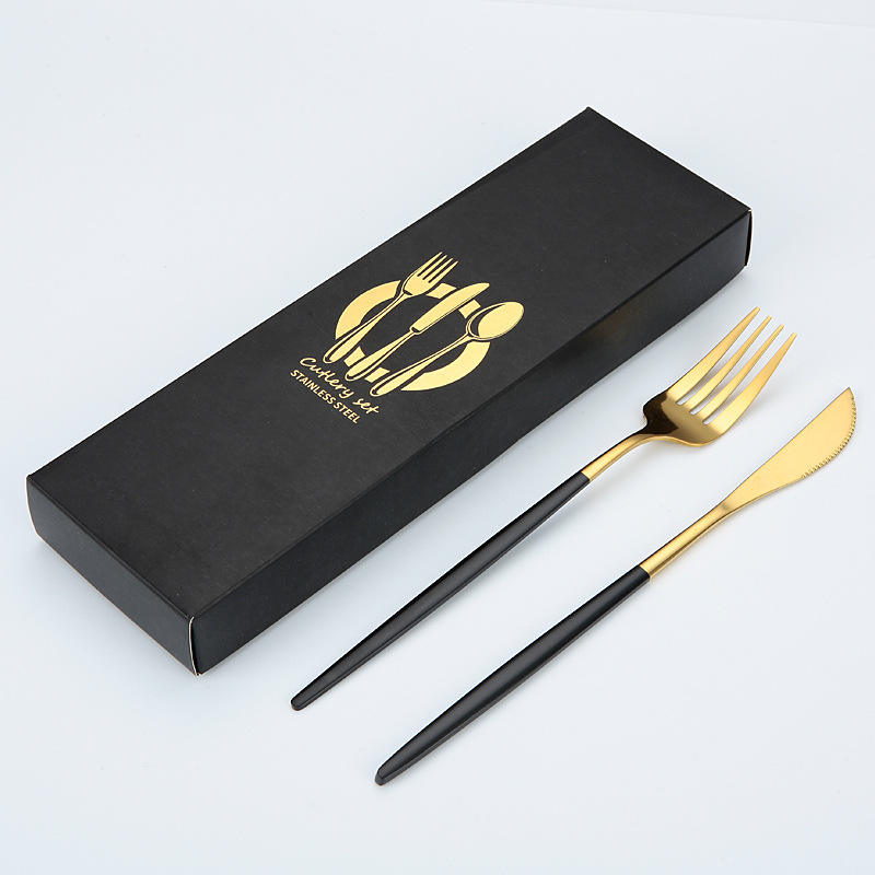 Black gold knife and fork set
