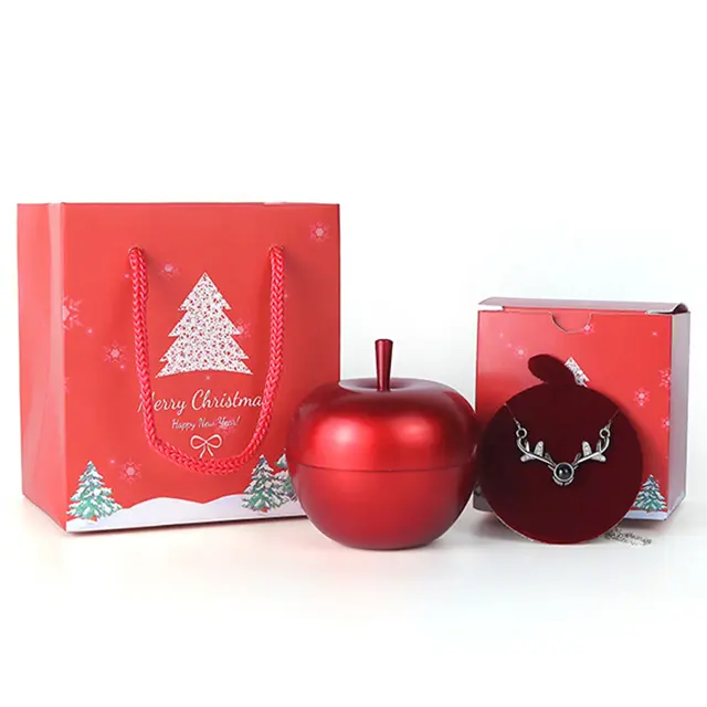 Caja de regalo de lujo con espuma EVA para collar de manzana de Navidad