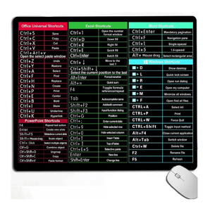 Alfombrilla de ratón con teclas de acceso directo de Excel, hoja de trucos XL grande extendida, alfombrilla de ratón para juegos, alfombrilla para teclado de oficina, borde cosido antideslizante