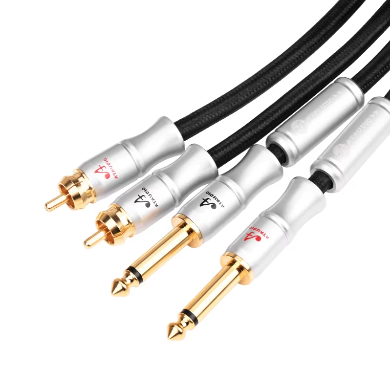 Cable negro doble de 6.5mm a doble RCA